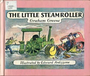 The Little Steamroller deliberately crashes into Mr King's car (Ardizzone)